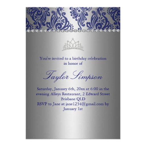 Blue Floral Print Photo Sweet 16 Birthday invite