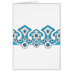 Blue Floral Retro Border Greeting Card