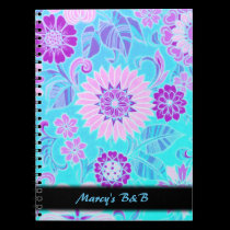 Blue Floral Retro Personalized Notebook notebooks