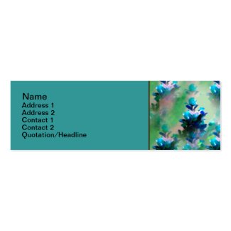 Blue Floral Skinny 3" x 1" Business Card