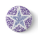 blue floral star buttons by VioDeSign blue floral star buttons