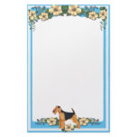 Blue Floral Stationery unlined Airedale