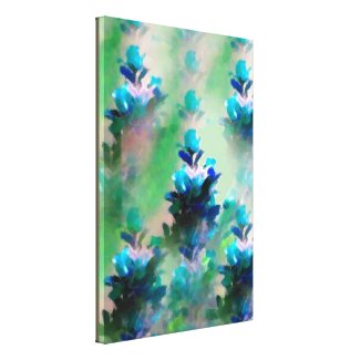 Blue Floral Stretched Canvas Print