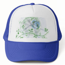 Blue floral swirl hats by Zenyaris Blue floral swirl hats