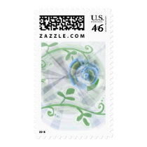 Blue floral swirl postage by Zenyaris Blue floral swirl postage