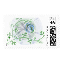 Blue floral swirl postage by Zenyaris Blue floral swirl postage