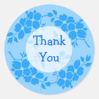 Blue Floral Thank You Stickers
