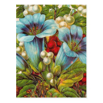 "Blue Floral" Vintage Flowers postcards