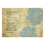 Blue Floral Vintage Wedding Invitations