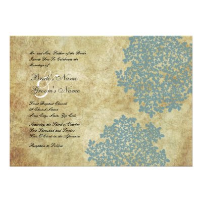 Blue Floral Vintage Wedding Invitations