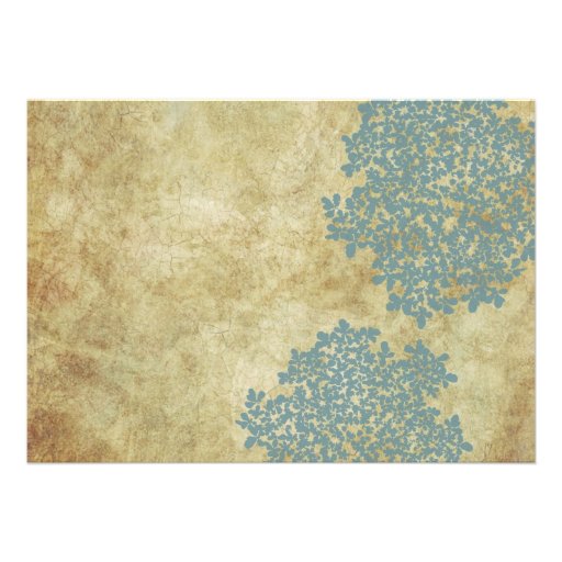Blue Floral Vintage Wedding Invitations