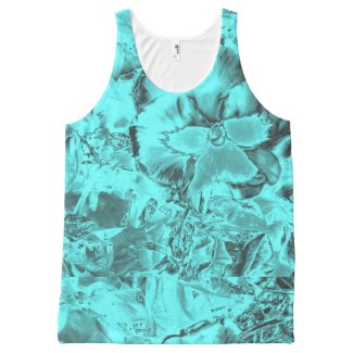 Blue Florall Print All-Over Print Tank Top