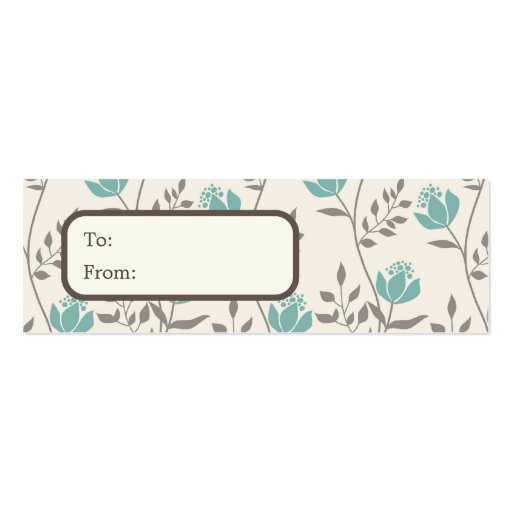 Blue Florals Gift Tags, Profile Cards Business Cards (back side)