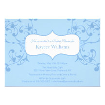 Blue Flourish Bridal Shower Invitation
