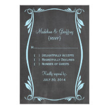 Blue Flourish Chalkboard Response Card