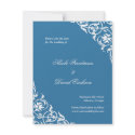 Blue flourish classy scroll wedding save the date invitation