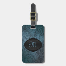 Blue Flourish Travel Bag Tags