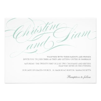 Blue Flourish Wedding Invitation