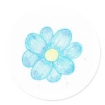 Blue Flower 2 Round Stickers