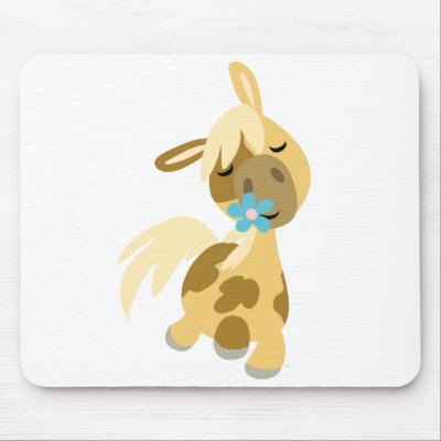 Blue Flower and  Pony mousepad by Lioness_Graphics