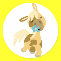 Blue Flower and  Pony sticker