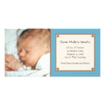 Blue Flower Baby Photo Card