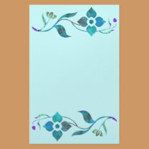 Blue Flower Border stationery by Perlyyyy Blue Flower Border stationery
