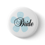Blue Flower Bride Pinback Button