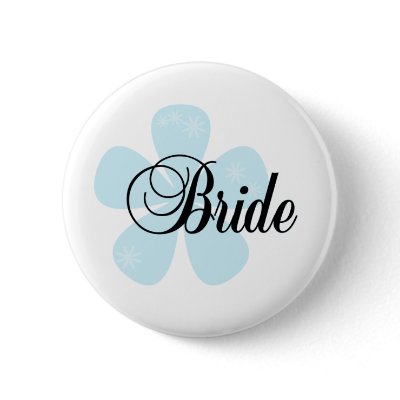 Blue Flower Bride Pinback Button