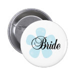 Blue Flower Bride Pinback Button
