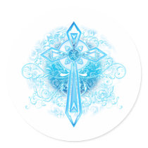 Blue Flower Cross stickers