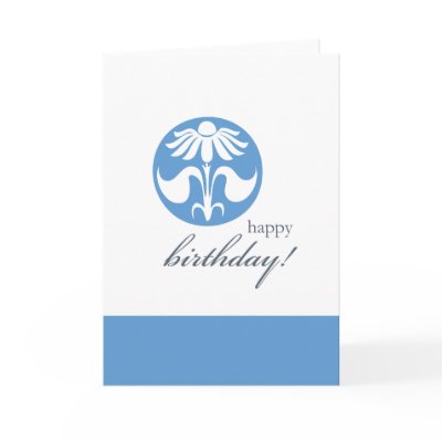 Blue Flower Cursive Birthday Card by coboutique