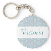 Blue Flower custom name keychain keychains