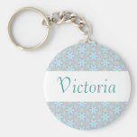 Blue Flower custom name keychain