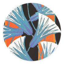 Blue Flower Deco Round Sticker
