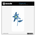 Blue Flower Design Skin For iPhone 4