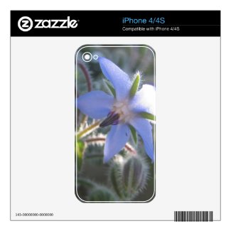 Blue Flower Haze Decals For iPhone 4S