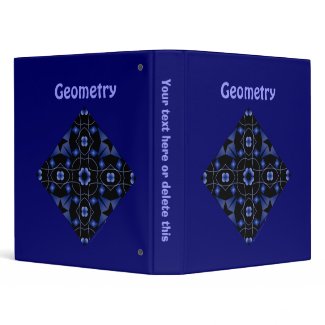 Blue Math Kaleidoscope Flower Pattern Customizable 3-Ring Binder