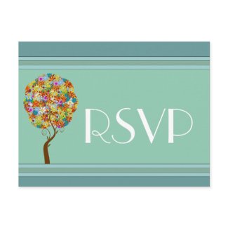 Blue Flower Love Tree Response Card postcard