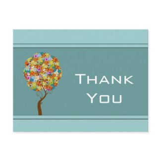 Blue Flower Love Tree Thank You Card postcard