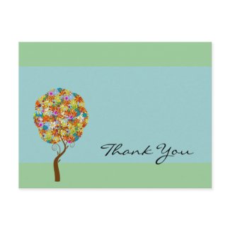 Blue Flower Love Tree Thank You PostCard postcard