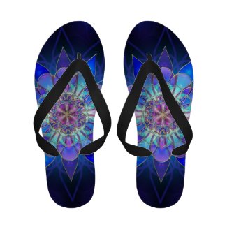 Blue Flower Mandala Fractal Sandals