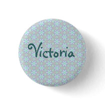 Blue Flower Name badge button pin