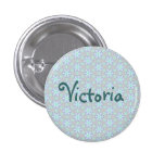 Blue Flower Name badge button pin
