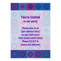 Blue Flower Pattern Invitations