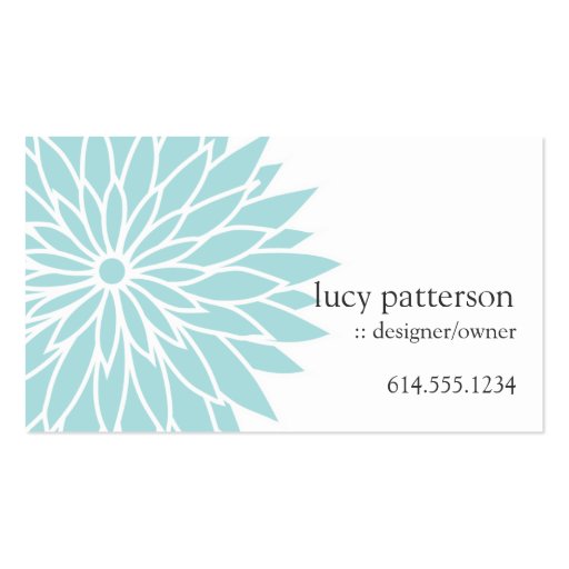 Blue Flower Power Chic Stylish Business Cards (front side)