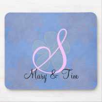 Blue Flower Power- Monogram mousepads by occasions Blue Flower Power- Monogram mousepads