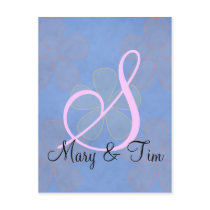 Blue Flower Power- Monogram postcards