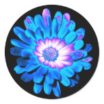 BLUE FLOWER ROUND STICKERS