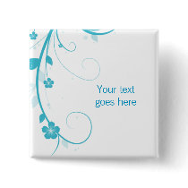 Blue Flower Swirls custom brooch / pin buttons by BestCards Blue Flower Swirls custom brooch / pin buttons